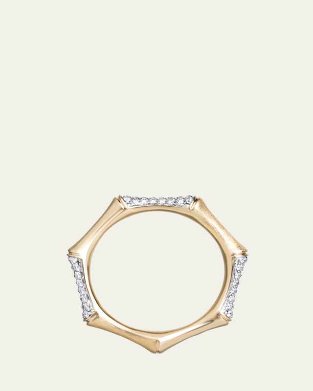 BAMBOO Ring in 14K Yellow Gold with White Diamonds